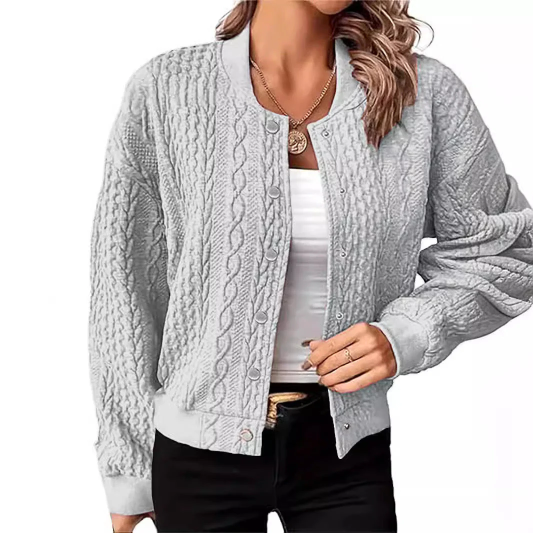 Damen Strickjacke im modernen Zopfmuster mit Druckknopfverschluss - Image 2