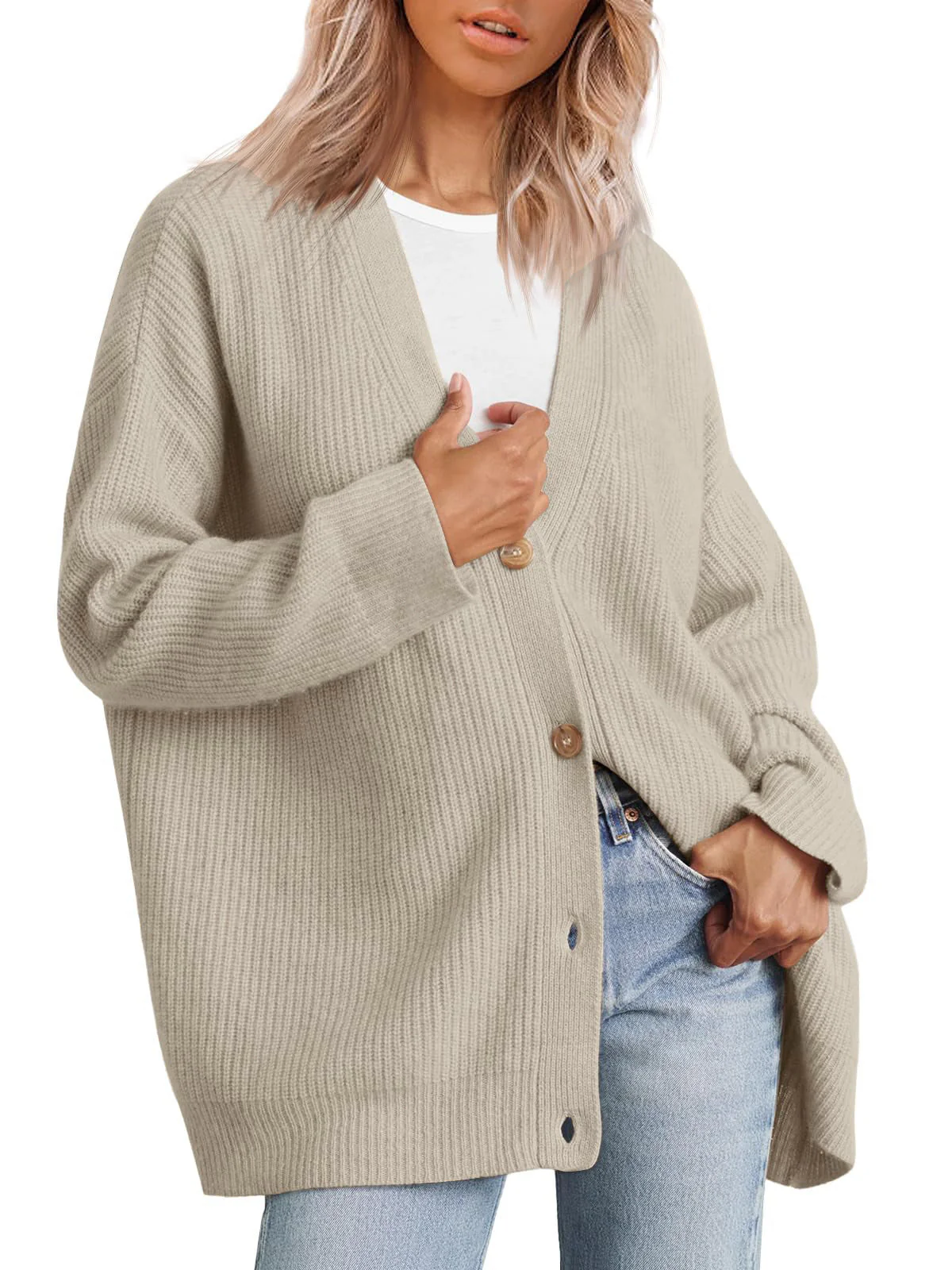 Damen-Strickjacke in Übergrößer | Gestreift - Image 7