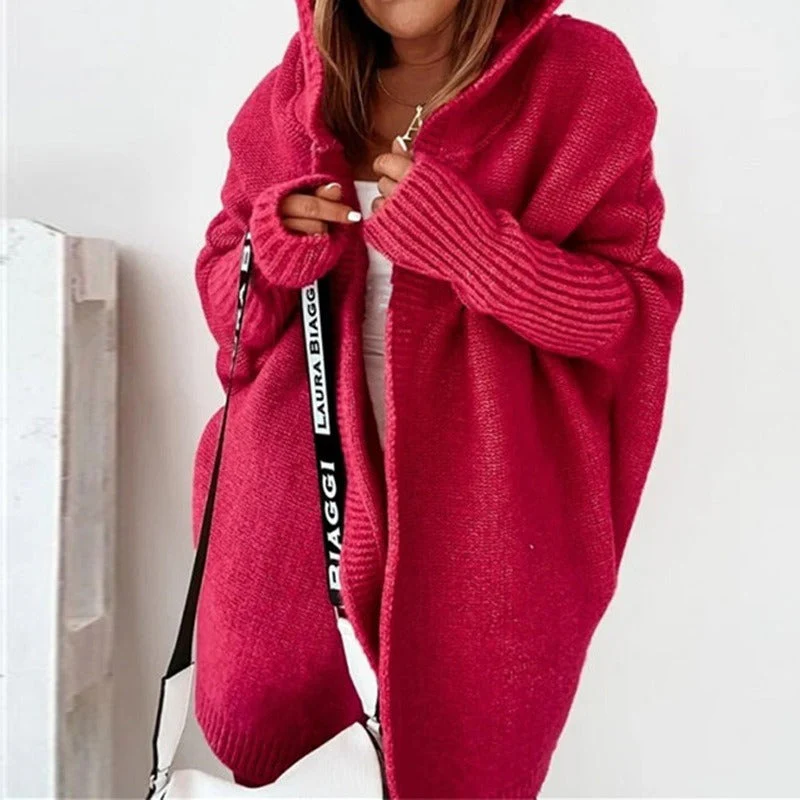 Damen Strickjacke Long Cardigan | Oversized Mit Kapuze - Image 13