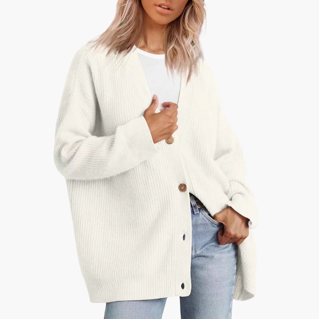 Damen Strickjacke mit V-Ausschnitt und Knopfverschluss - Image 3