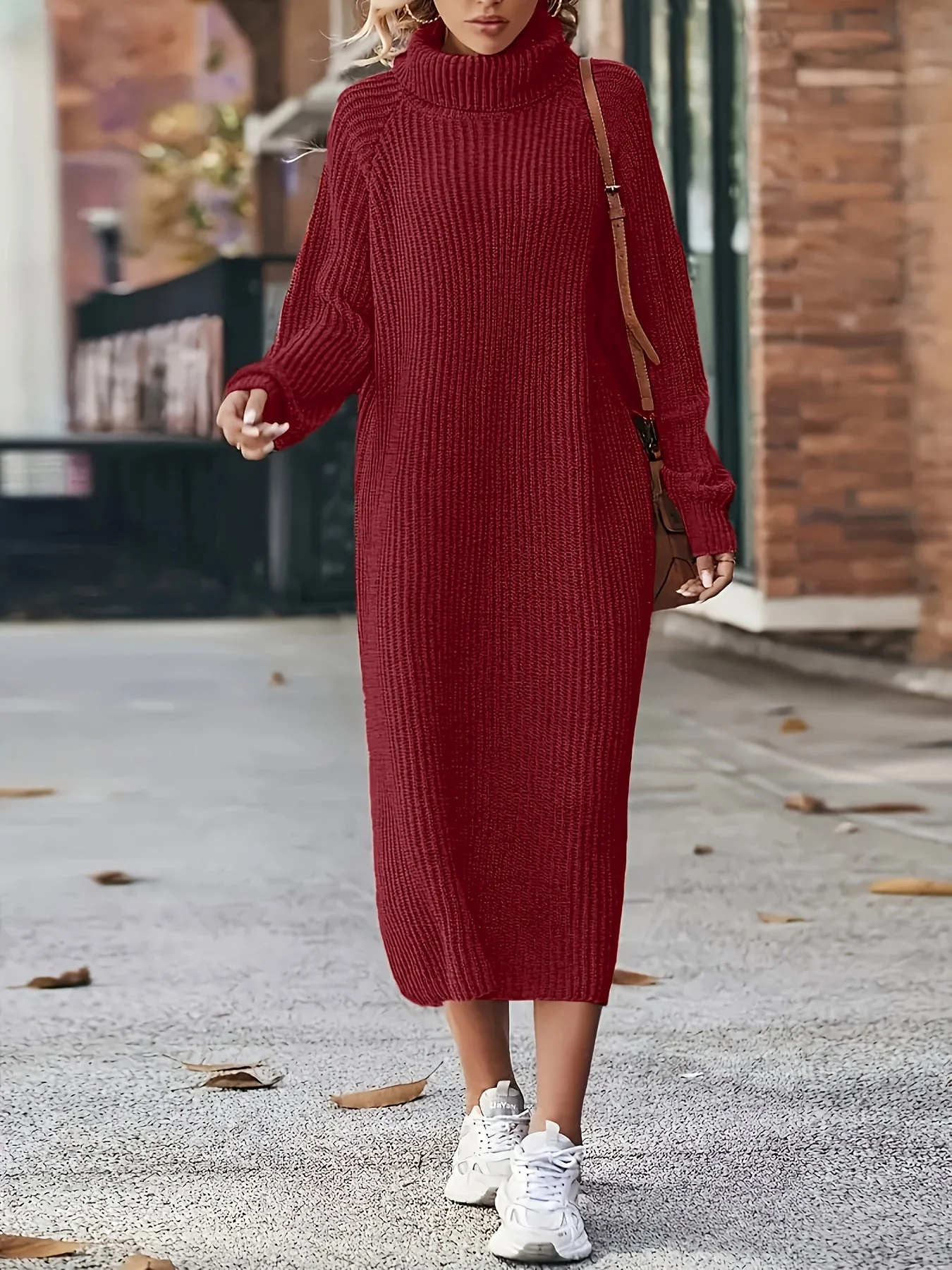 Damen Strickkleid Rollkragen | Langarm und Midi-Länge - Image 2