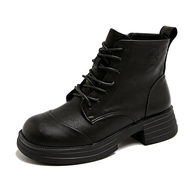Damen stylische Schnürstiefeletten mit Reißverschluss und robustem Profil - Image 4
