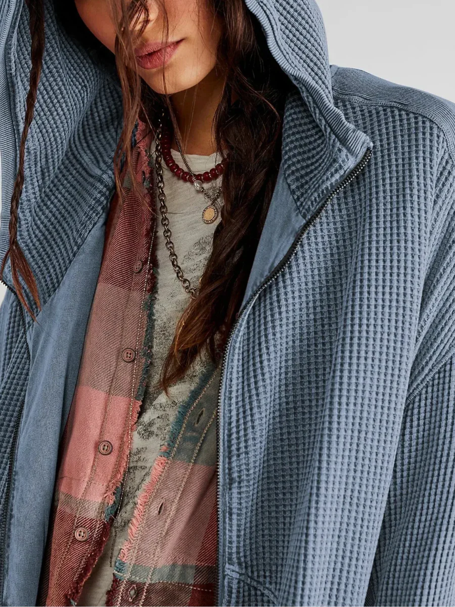Damen stylische Waffel-Kapuzenjacke | Leichte - Image 10