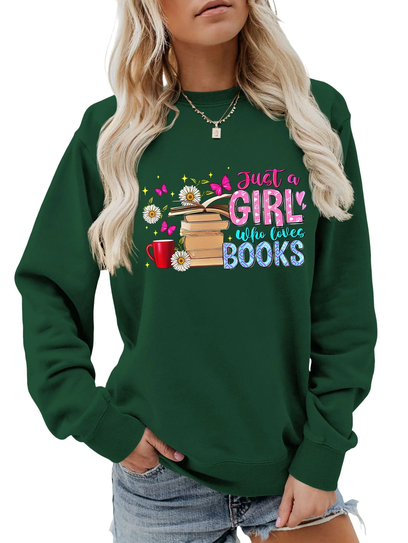 Damen Sweatshirt mit auffälligem Buchmotiv und lässiger Passform - Image 10