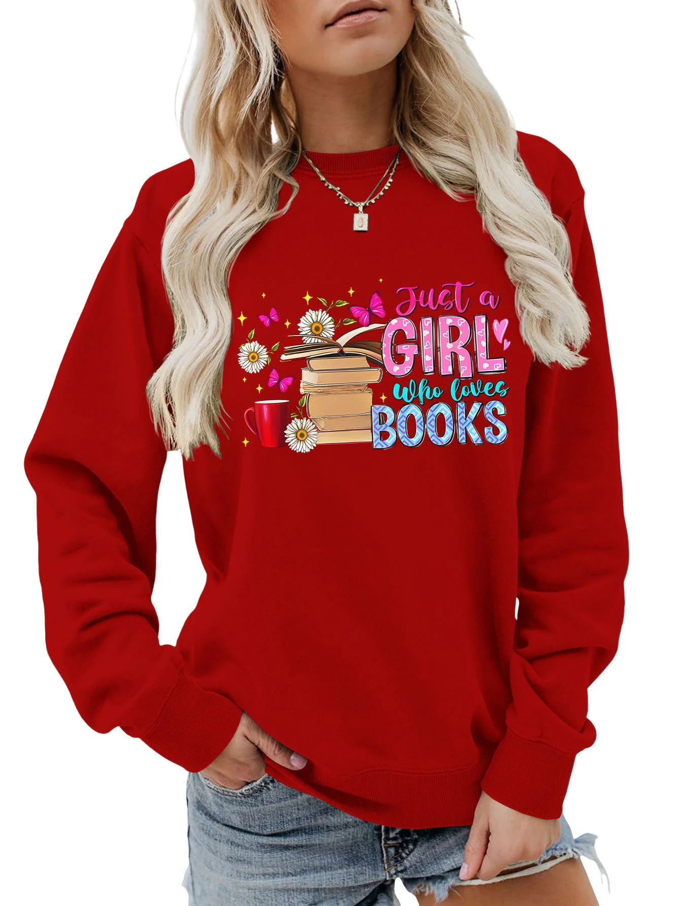 Damen Sweatshirt mit auffälligem Buchmotiv und lässiger Passform - Image 11