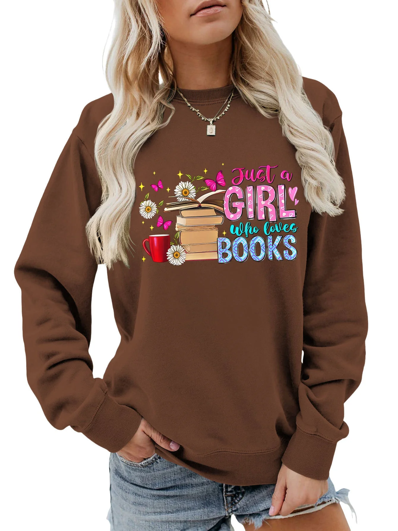 Damen Sweatshirt mit auffälligem Buchmotiv und lässiger Passform - Image 12