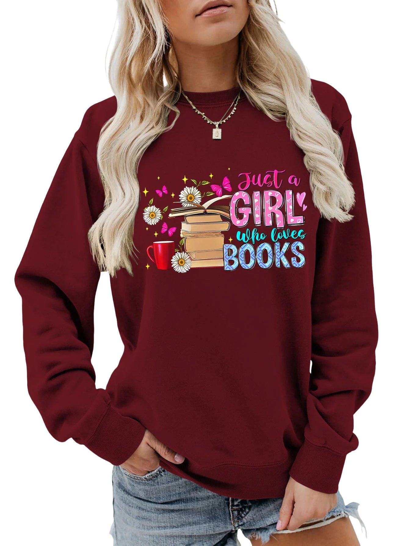 Damen Sweatshirt mit auffälligem Buchmotiv und lässiger Passform - Image 14
