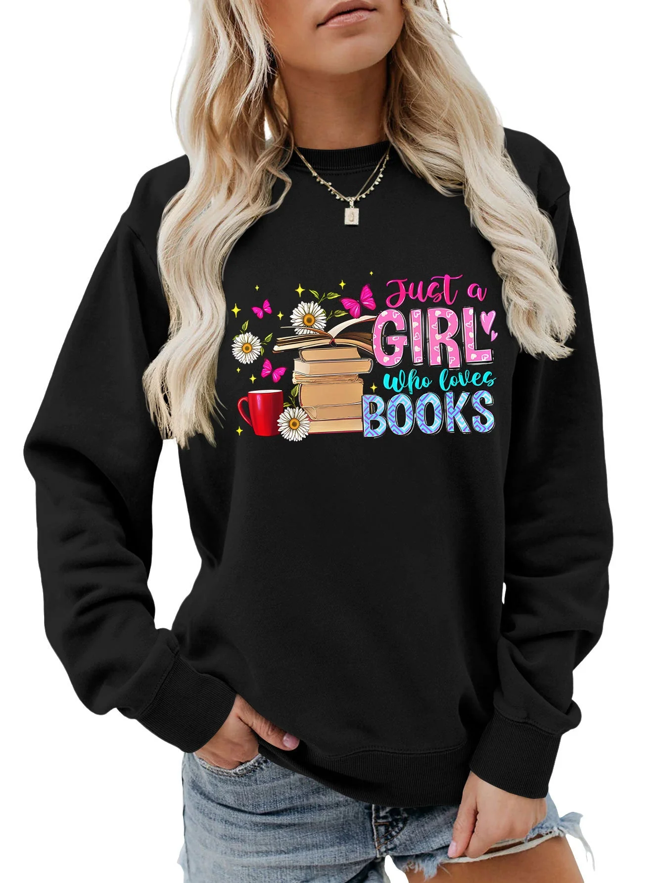 Damen Sweatshirt mit auffälligem Buchmotiv und lässiger Passform - Image 6