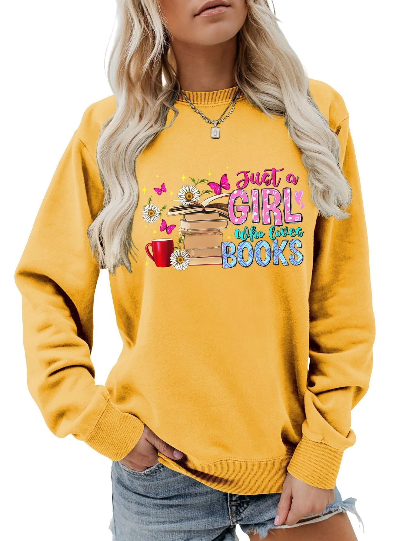 Damen Sweatshirt mit auffälligem Buchmotiv und lässiger Passform - Image 8