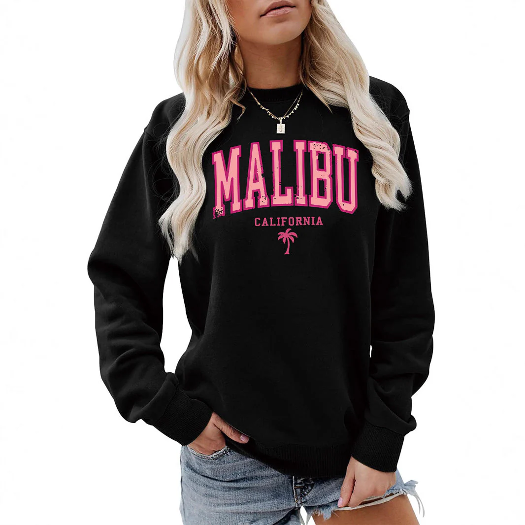 Damen Sweatshirt mit beschwingtem Malibu Schriftzug und lässigem Schnitt - Image 4