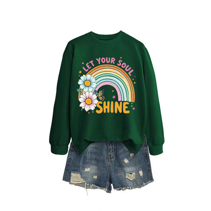 Damen Sweatshirt mit buntem Farbverlauf und floralem Grafikdesign
