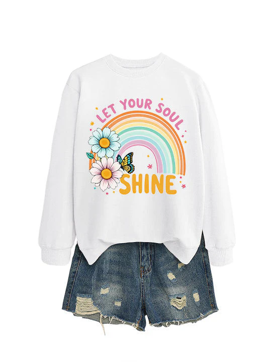 Damen Sweatshirt mit buntem Farbverlauf und floralem Grafikdesign - Image 11