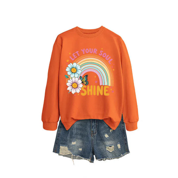 Damen Sweatshirt mit buntem Farbverlauf und floralem Grafikdesign - Image 2