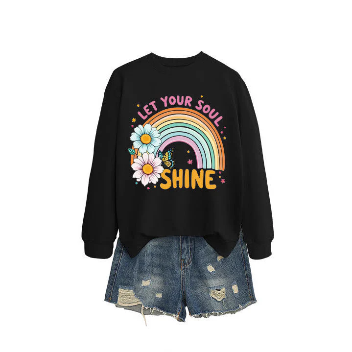 Damen Sweatshirt mit buntem Farbverlauf und floralem Grafikdesign - Image 3