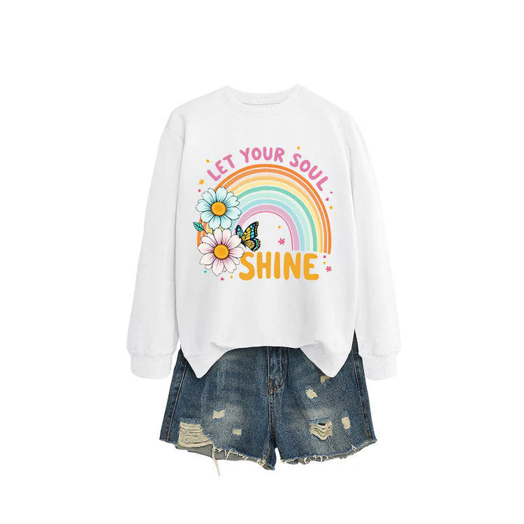 Damen Sweatshirt mit buntem Farbverlauf und floralem Grafikdesign - Image 4