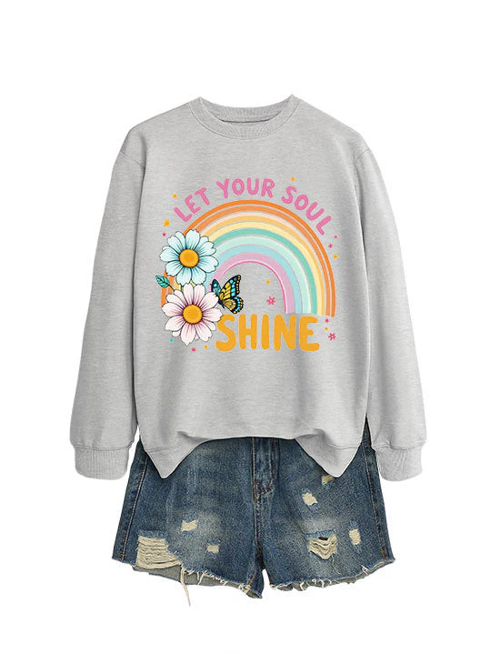 Damen Sweatshirt mit buntem Farbverlauf und floralem Grafikdesign - Image 5