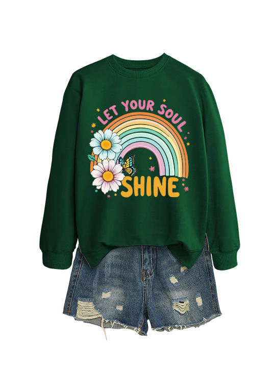 Damen Sweatshirt mit buntem Farbverlauf und floralem Grafikdesign - Image 7