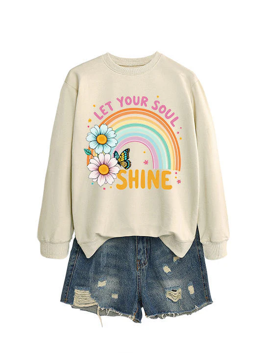 Damen Sweatshirt mit buntem Farbverlauf und floralem Grafikdesign - Image 8