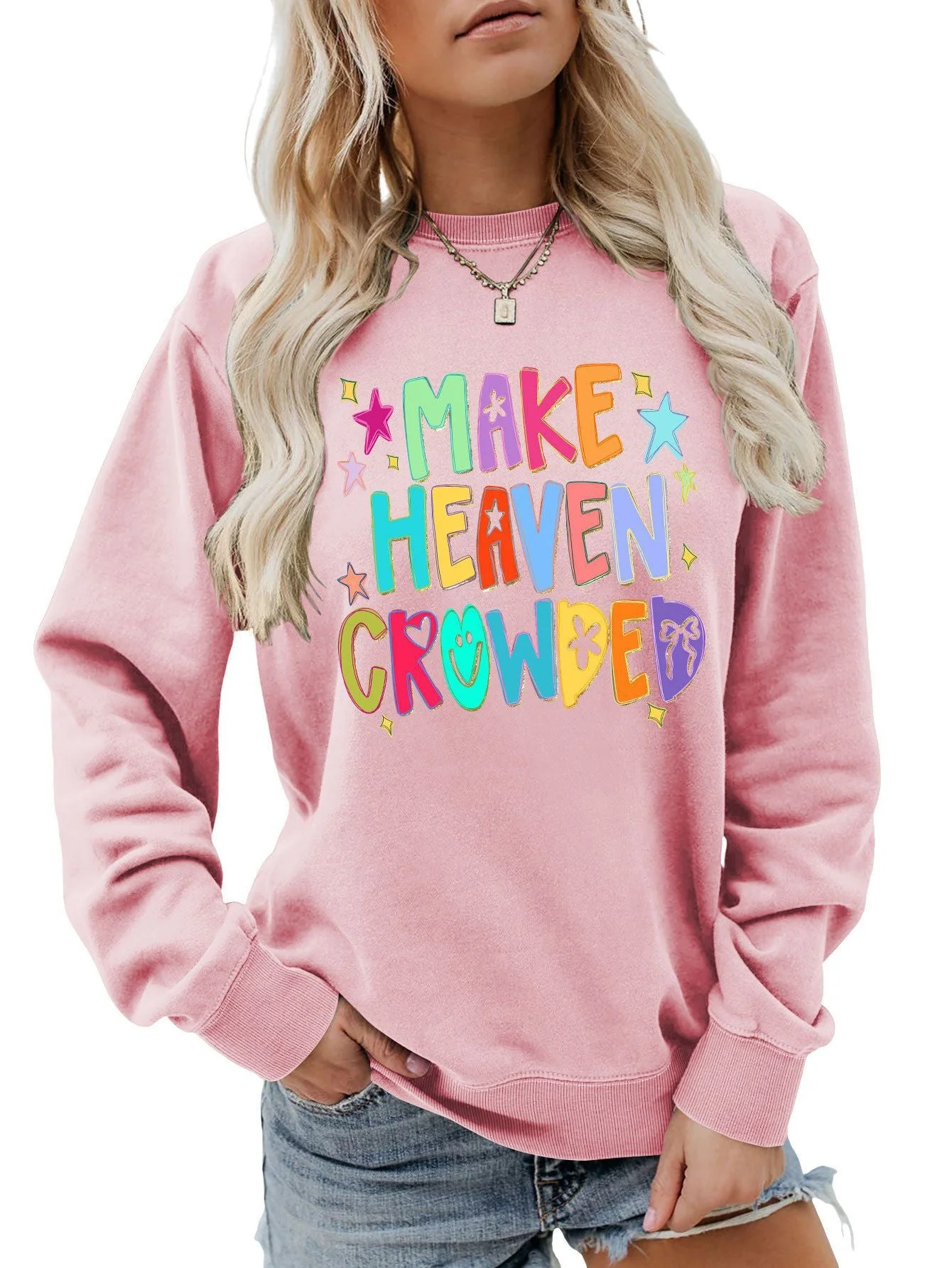 Damen Sweatshirt mit buntem Motiv und verspieltem Schriftzug - Image 10