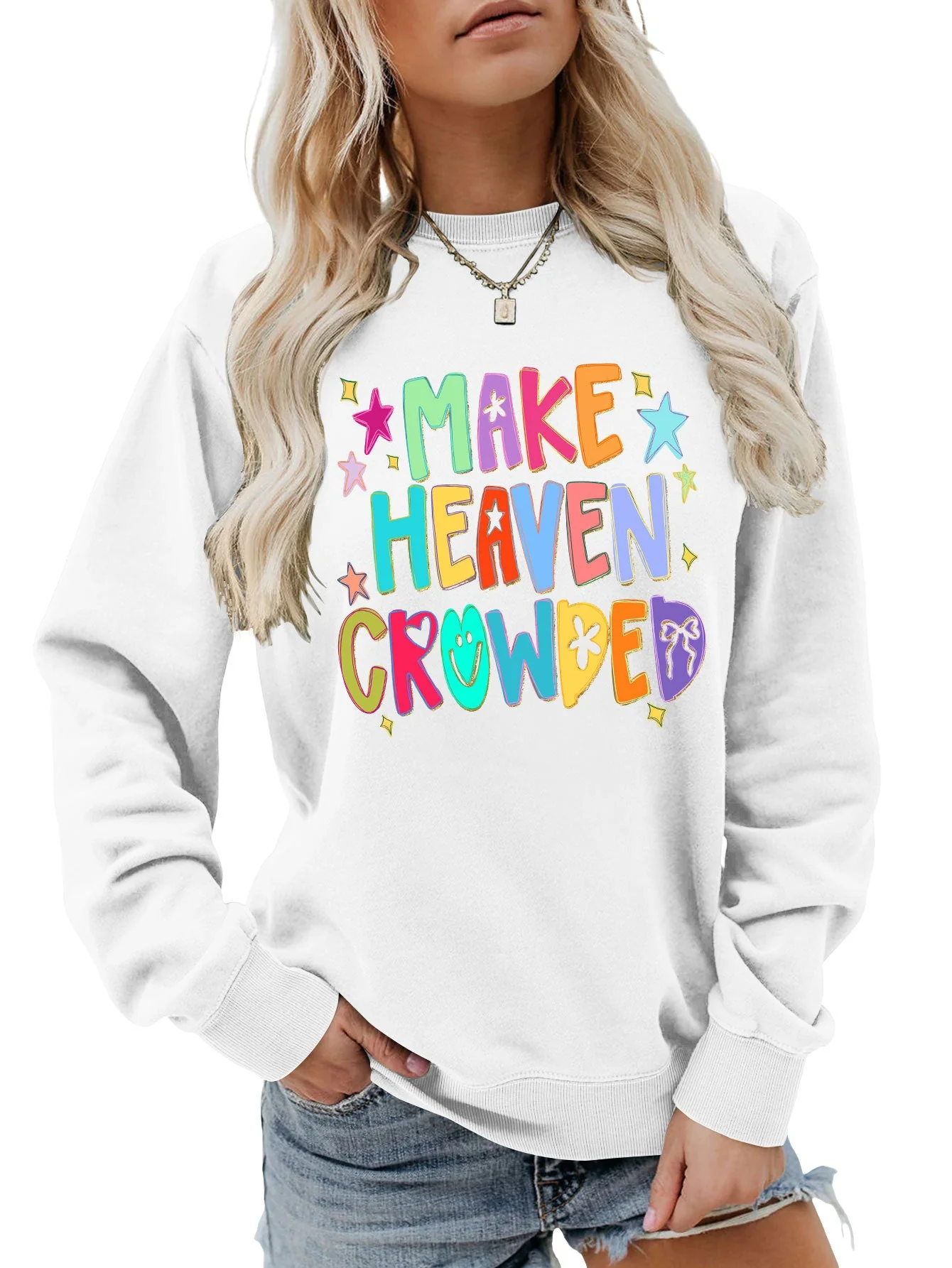 Damen Sweatshirt mit buntem Motiv und verspieltem Schriftzug - Image 11