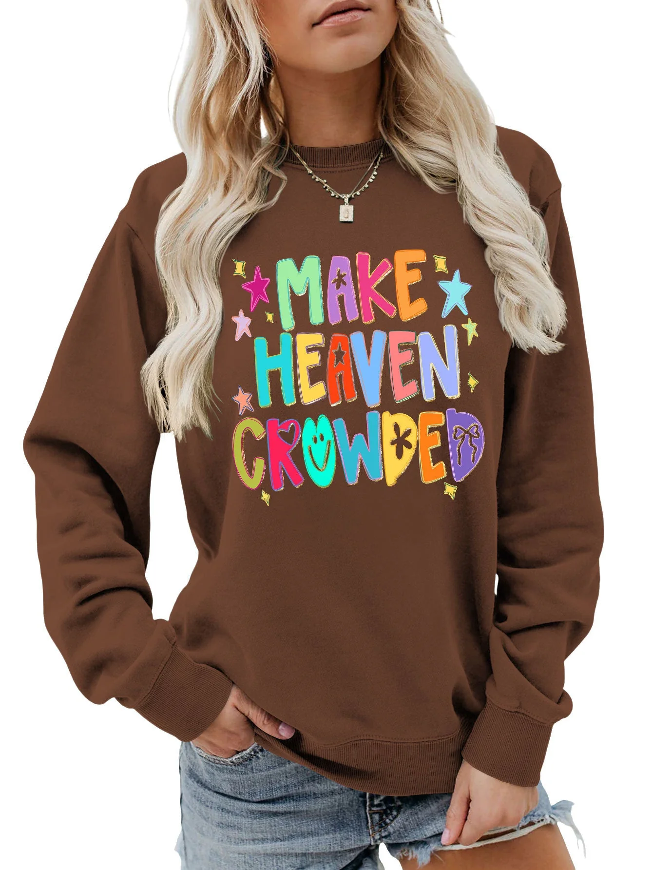 Damen Sweatshirt mit buntem Motiv und verspieltem Schriftzug - Image 12