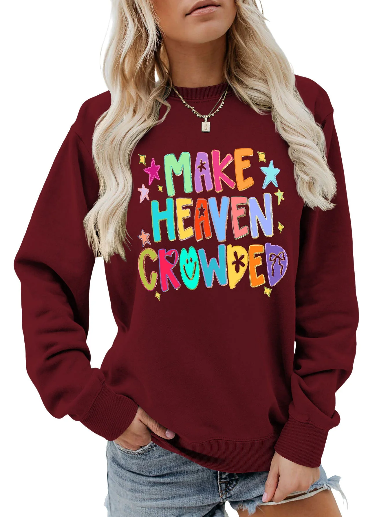 Damen Sweatshirt mit buntem Motiv und verspieltem Schriftzug - Image 14