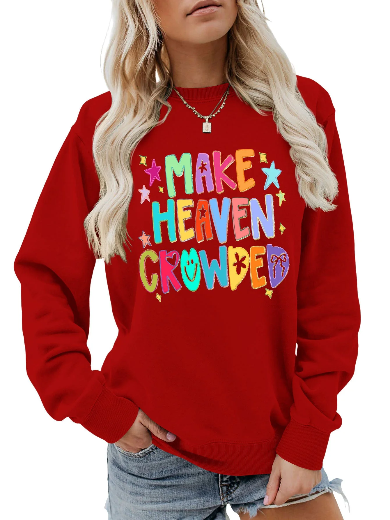 Damen Sweatshirt mit buntem Motiv und verspieltem Schriftzug - Image 15
