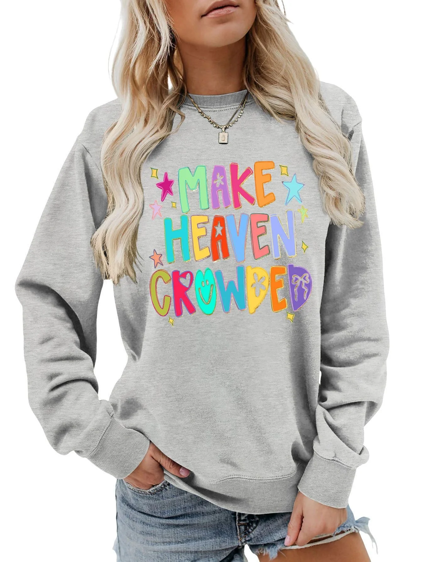Damen Sweatshirt mit buntem Motiv und verspieltem Schriftzug - Image 5