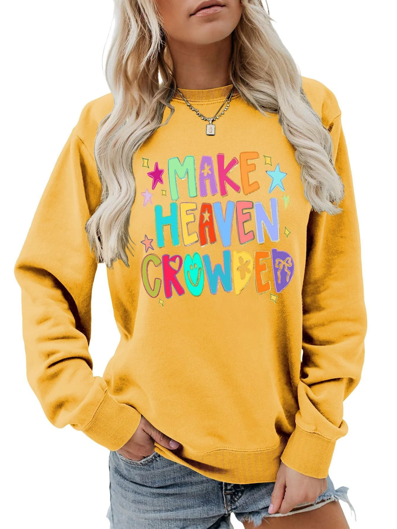 Damen Sweatshirt mit buntem Motiv und verspieltem Schriftzug - Image 6