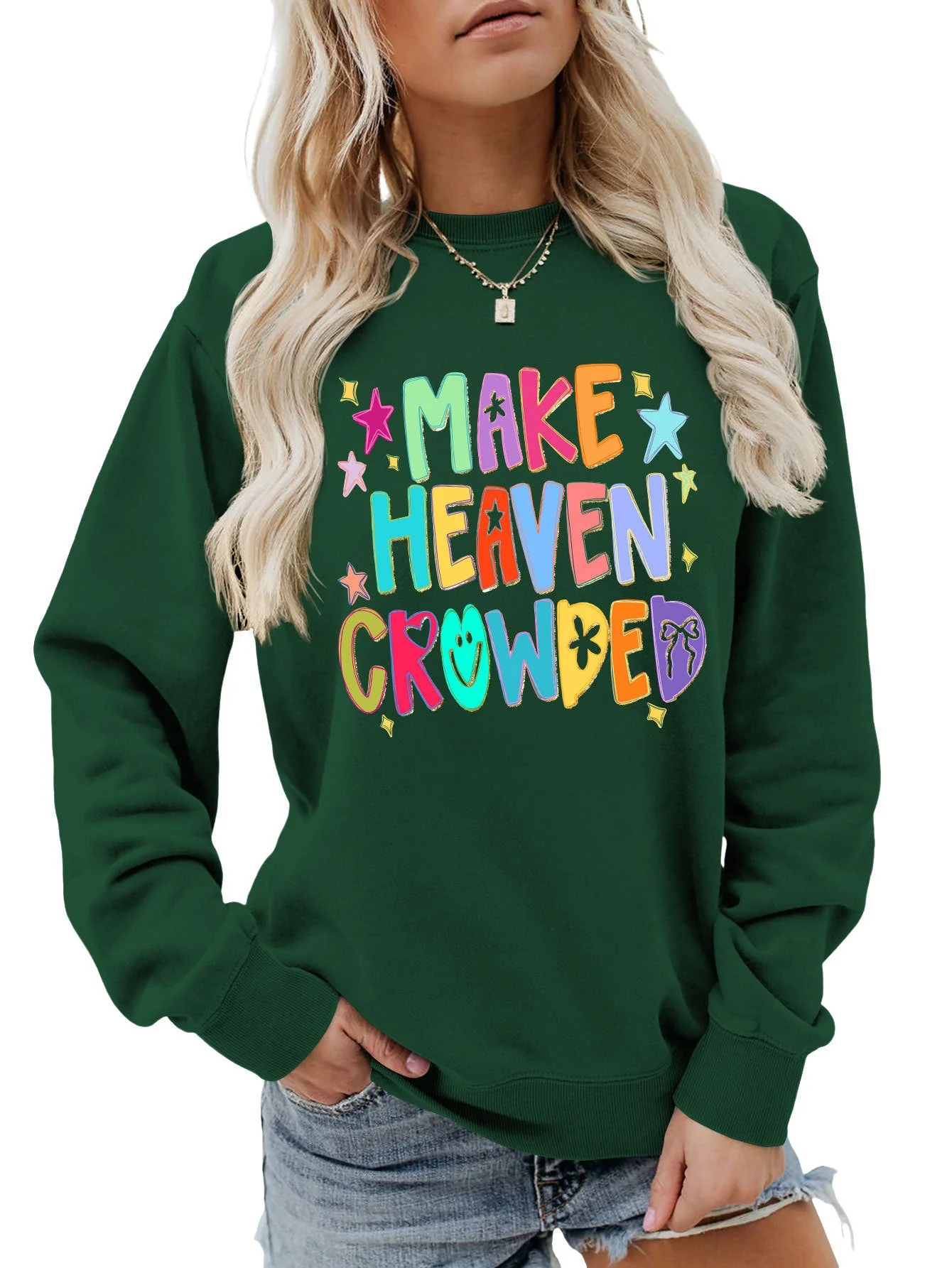 Damen Sweatshirt mit buntem Motiv und verspieltem Schriftzug - Image 7