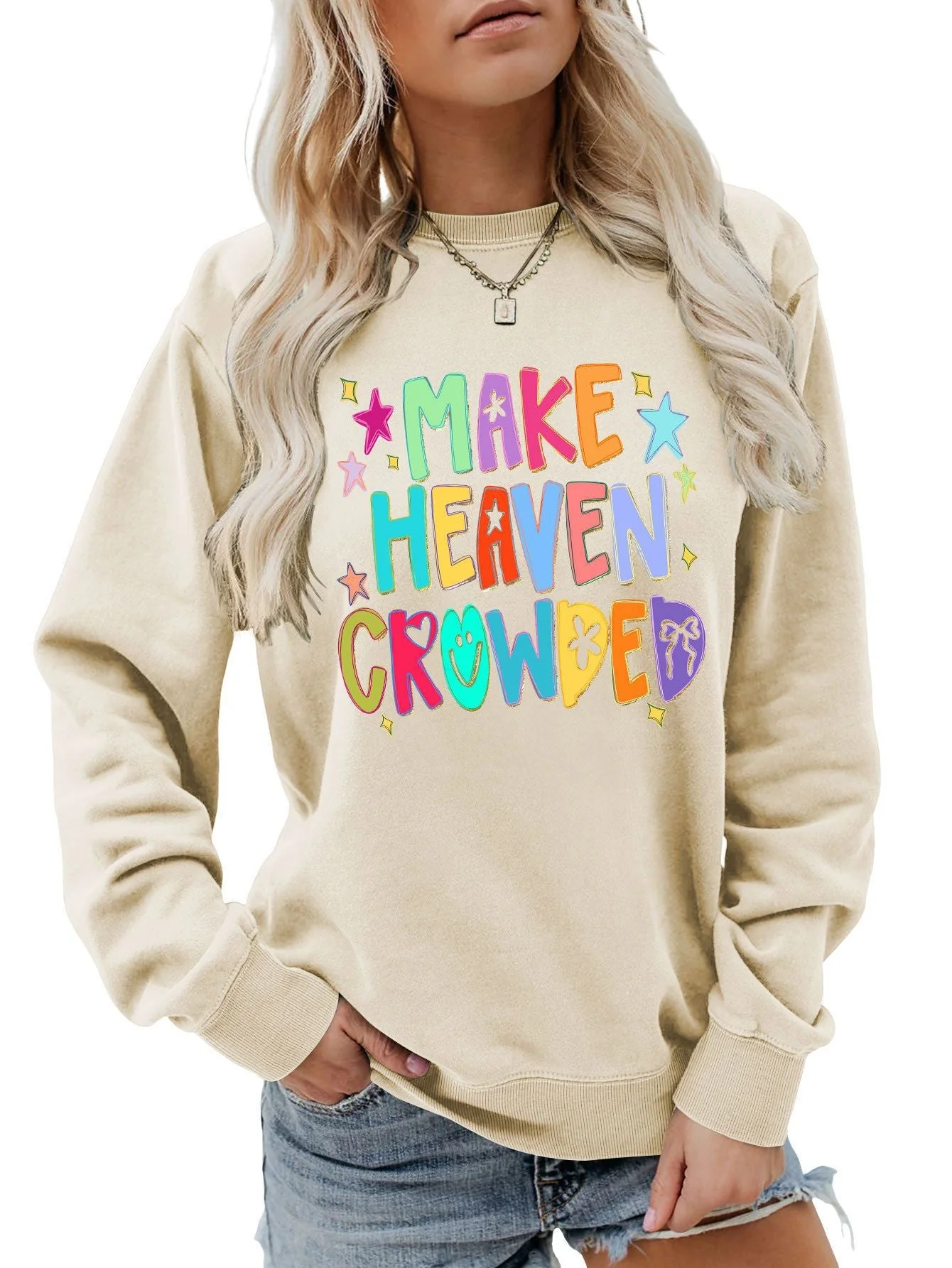 Damen Sweatshirt mit buntem Motiv und verspieltem Schriftzug - Image 8