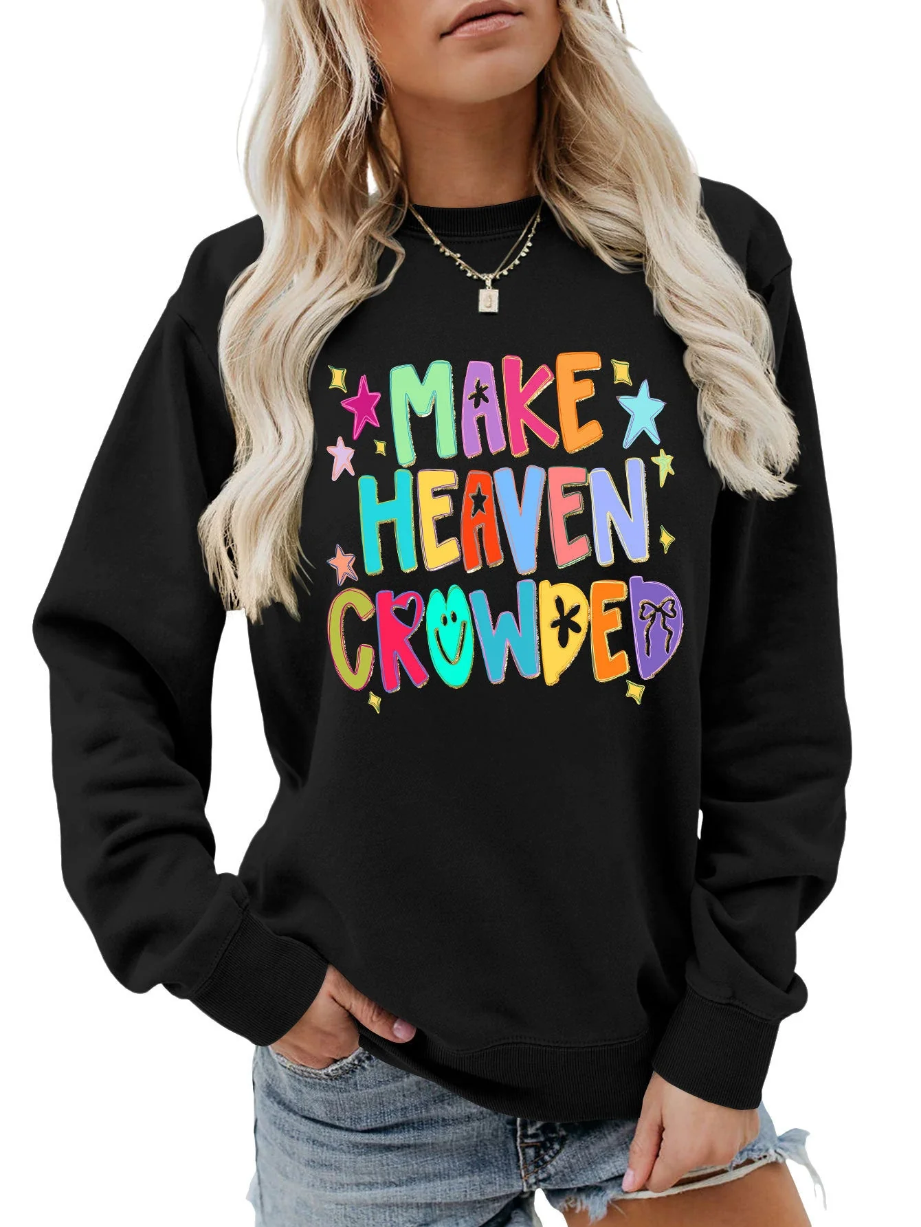 Damen Sweatshirt mit buntem Motiv und verspieltem Schriftzug - Image 9