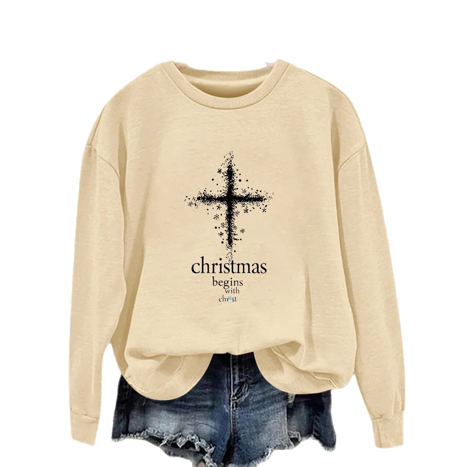 Damen Sweatshirt mit christlichem Motiv und weichem Innenfutter