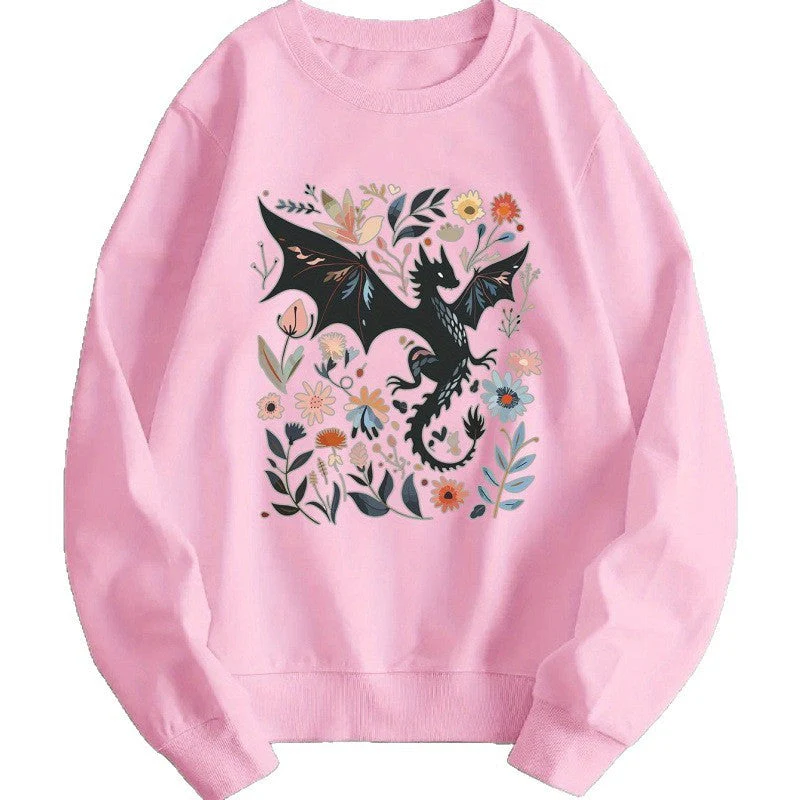 Damen Sweatshirt mit detailliertem Drachen- und Blumenmotiv - Image 4