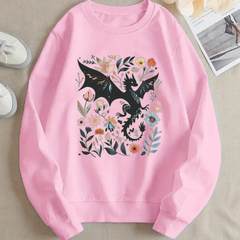 Damen Sweatshirt mit detailliertem Drachen- und Blumenmotiv - Image 7