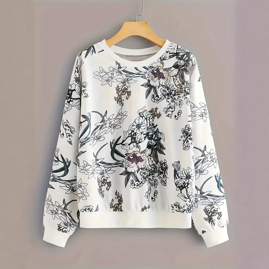 Damen Sweatshirt mit floralem Druck und relaxed Fit - Image 5