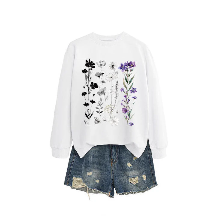 Damen Sweatshirt mit floralem Grafikdesign und weichem Innenfutter - Image 4