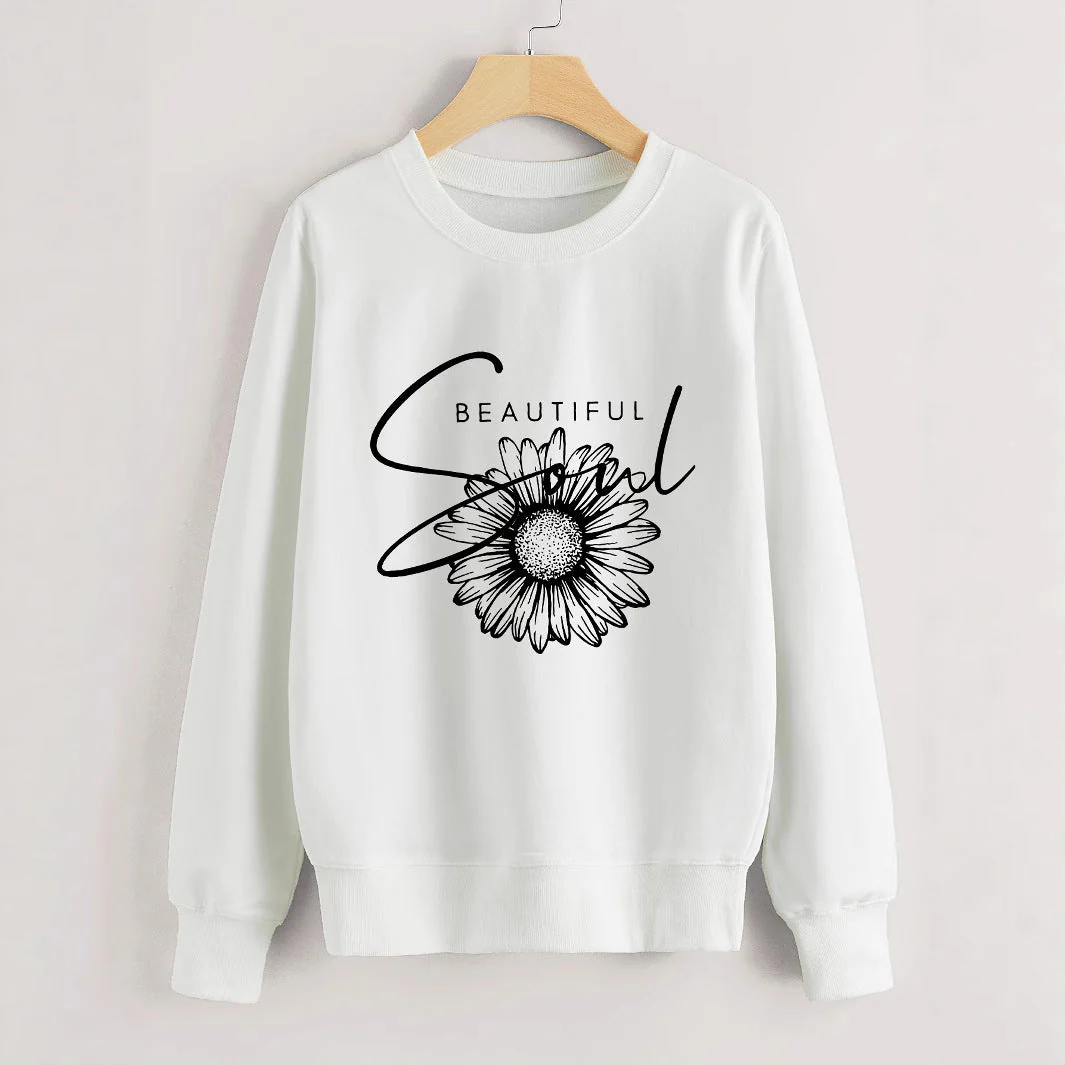 Damen Sweatshirt mit floralem Motiv und inspirierendem Schriftzug