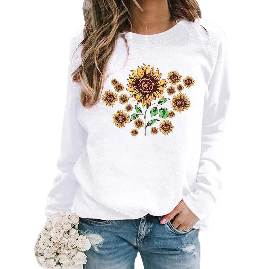 Damen Sweatshirt mit floralem Sonnenblumenmotiv und bequemer Passform - Image 4