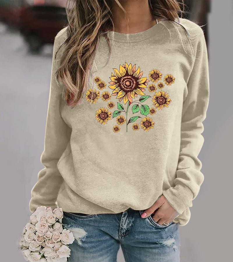 Damen Sweatshirt mit floralem Sonnenblumenmotiv und bequemer Passform - Image 6