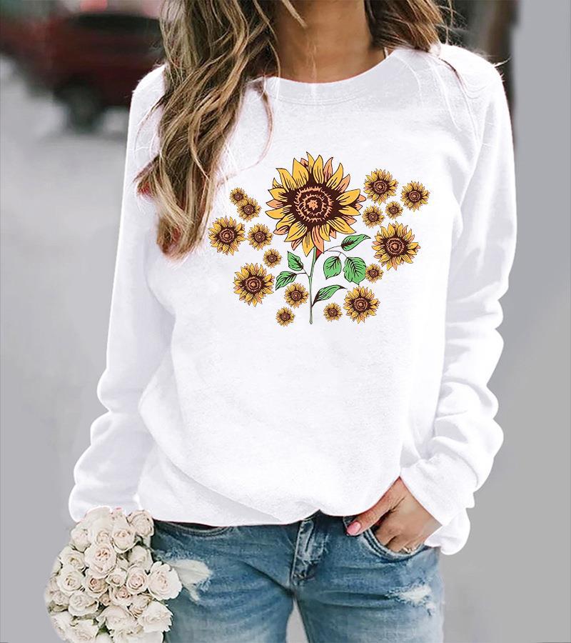 Damen Sweatshirt mit floralem Sonnenblumenmotiv und bequemer Passform - Image 7
