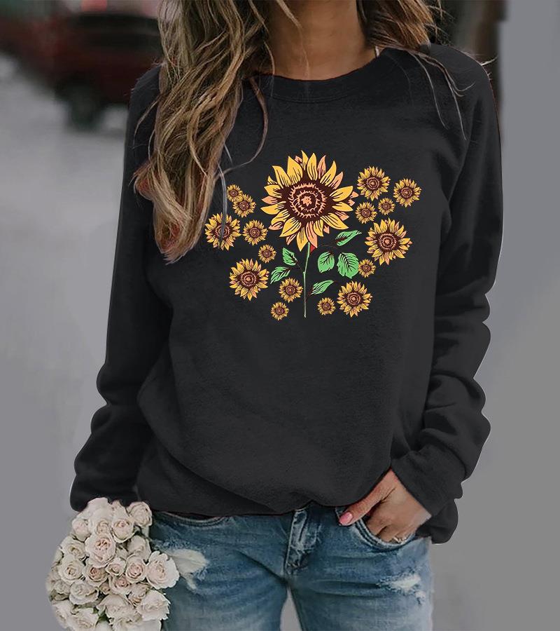 Damen Sweatshirt mit floralem Sonnenblumenmotiv und bequemer Passform - Image 8