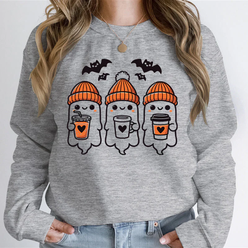 Damen Sweatshirt mit fröhlichem Gespenster-Design und gemütlicher Passform - Image 3