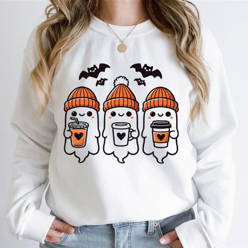 Damen Sweatshirt mit fröhlichem Gespenster-Design und gemütlicher Passform - Image 6