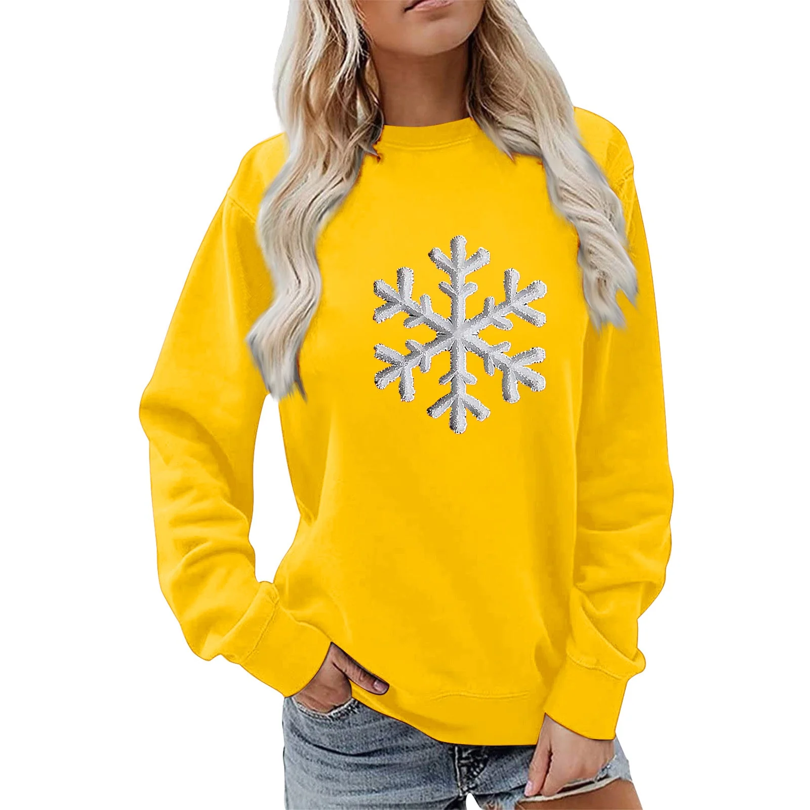 Damen Sweatshirt mit funkelndem Schneeflockenmotiv und lässigem Schnitt - Image 18
