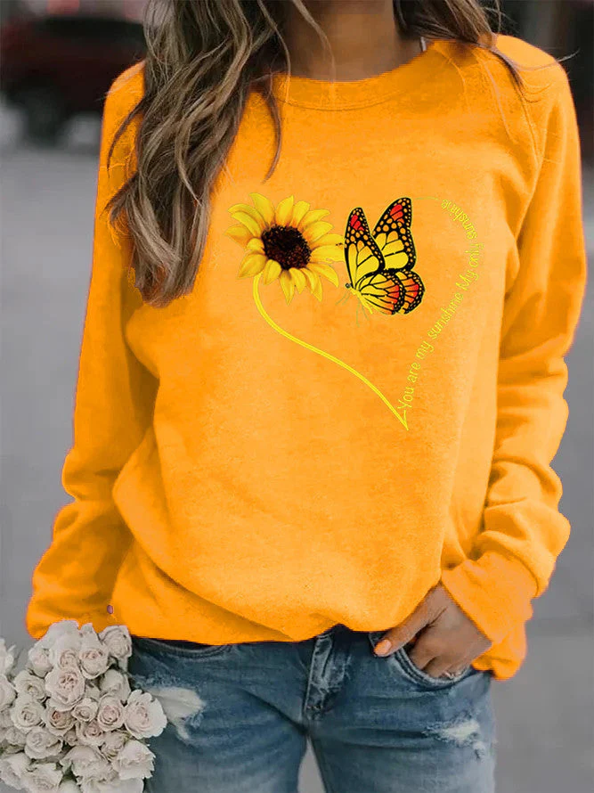 Damen Sweatshirt mit grafischem Schmetterlings- und Sonnenblumenmotiv - Image 10