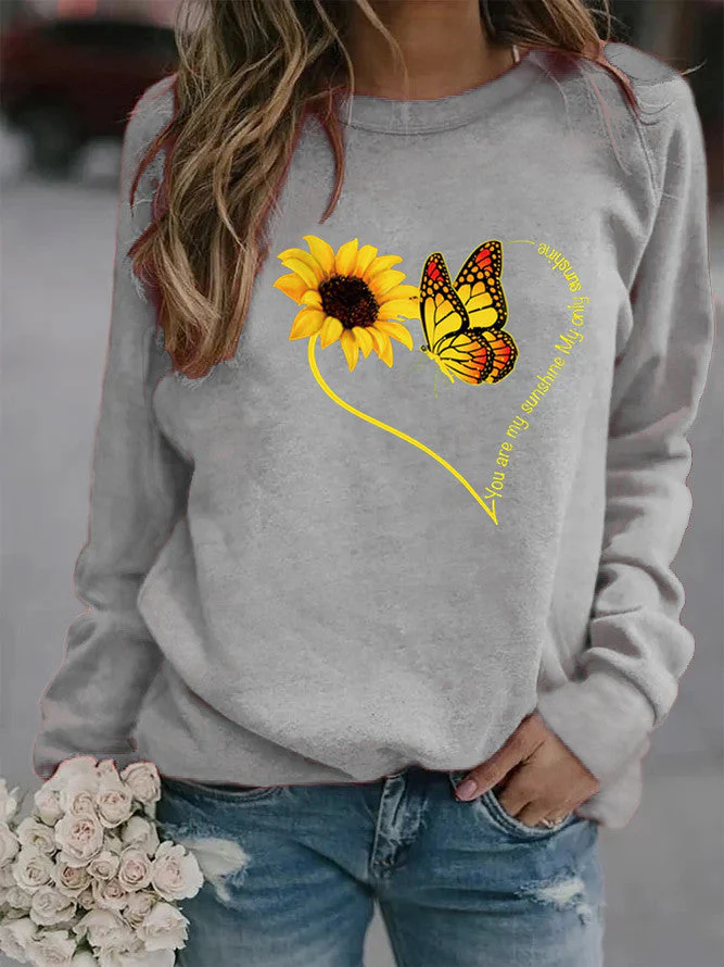 Damen Sweatshirt mit grafischem Schmetterlings- und Sonnenblumenmotiv - Image 11