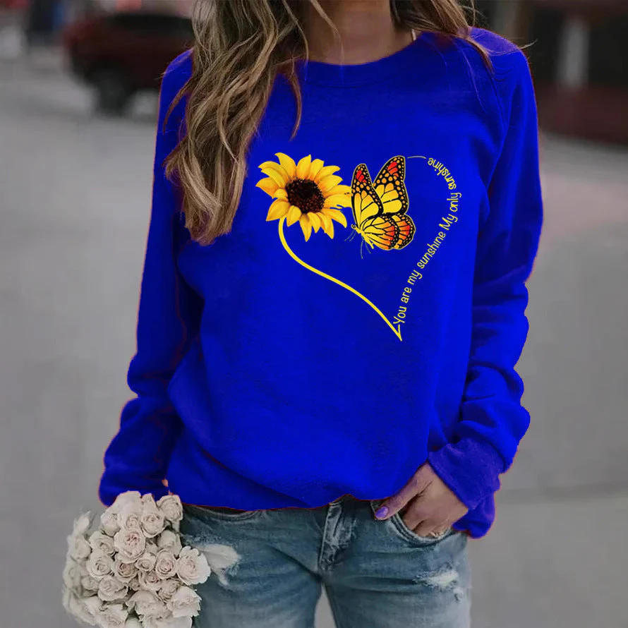Damen Sweatshirt mit grafischem Schmetterlings- und Sonnenblumenmotiv - Image 3