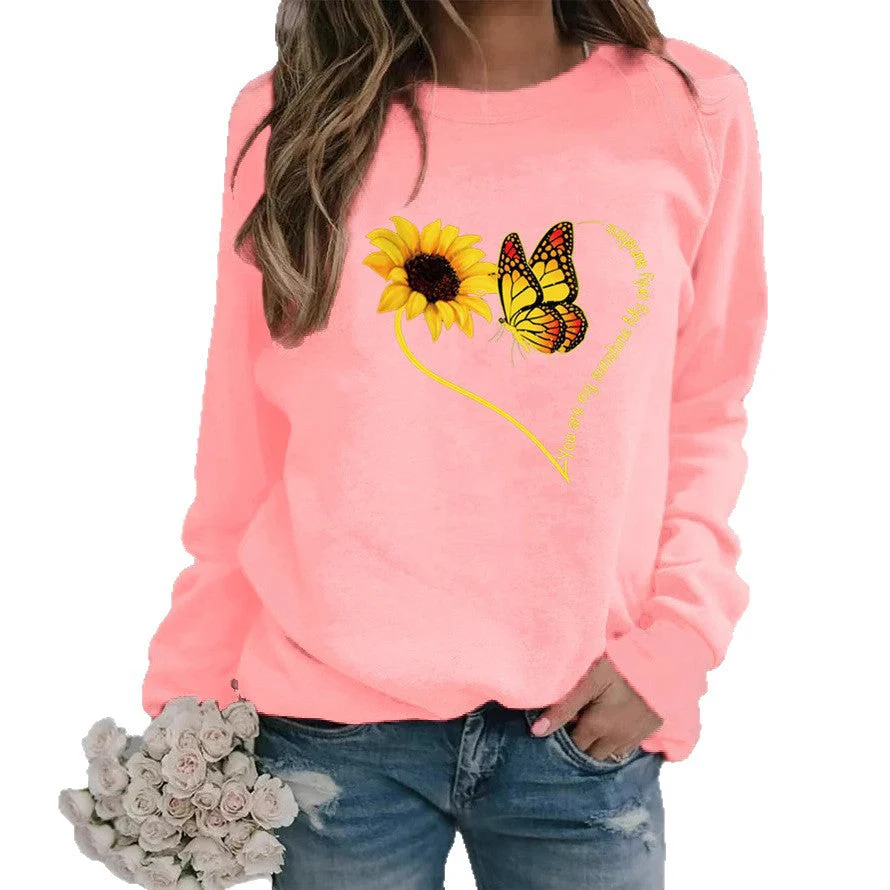Damen Sweatshirt mit grafischem Schmetterlings- und Sonnenblumenmotiv - Image 4