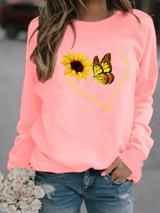 Damen Sweatshirt mit grafischem Schmetterlings- und Sonnenblumenmotiv - Image 5
